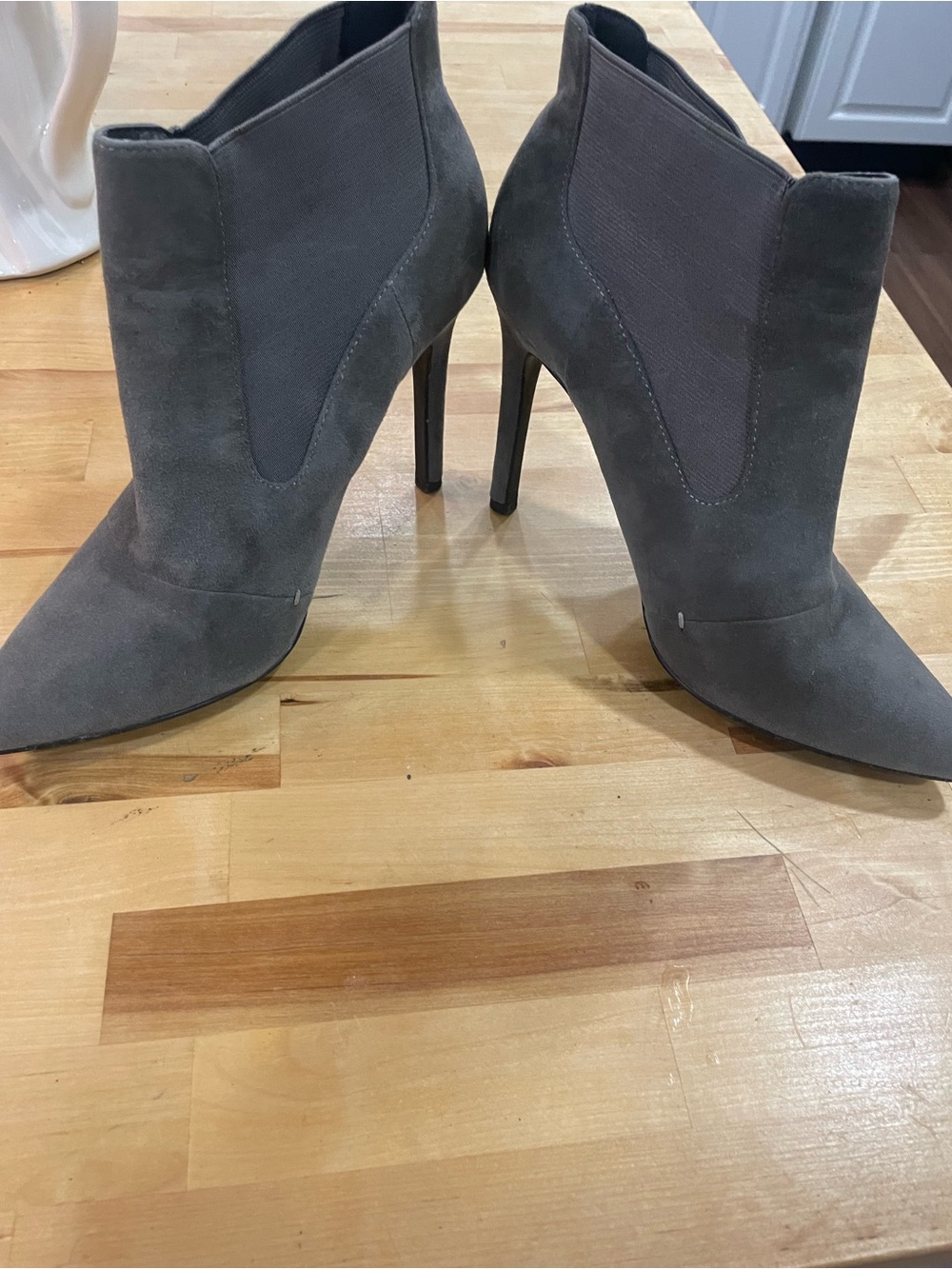 Halston Gray Suede Pointed-Toe Ankle - Women's